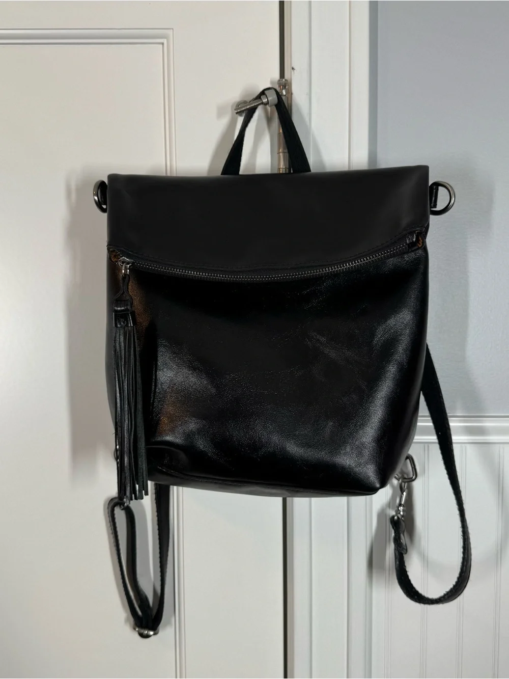 Patricia Nash‎ Luzille Heritage Black Leather Backpack Convertible Tote